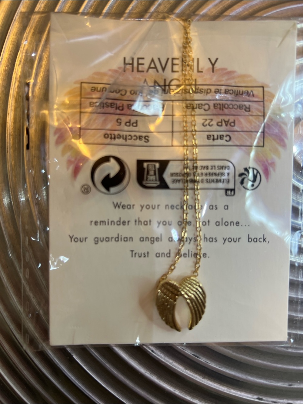 HEAVENLY GOLD TONE NECKLACE with HEAVENLY SPIRITUAL CARD